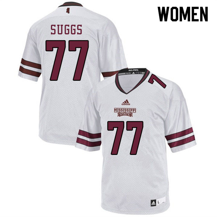 Women #77 Cordavien Suggs Mississippi State Bulldogs College Football Jerseys Sale-White